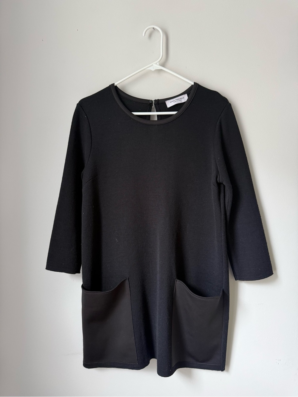 Black Mini Dress with Front Pockets - Unbranded